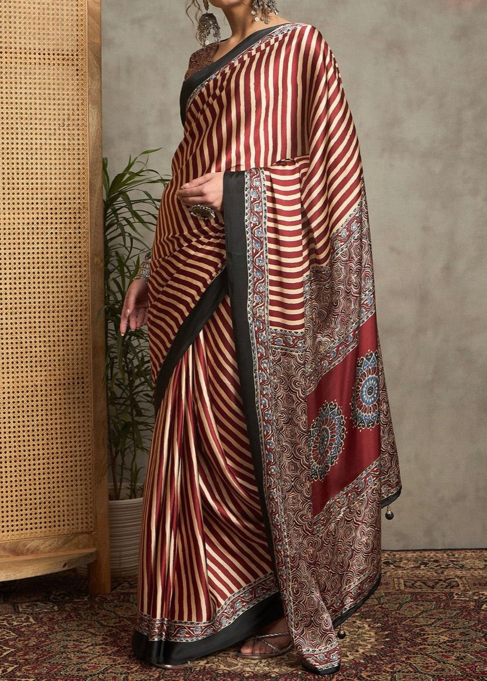 Noor Ajrakh Printed Premium Modal Silk Saree