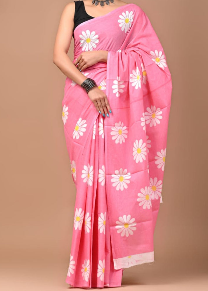GulBagh Handblock Printed Mul Cotton Saree