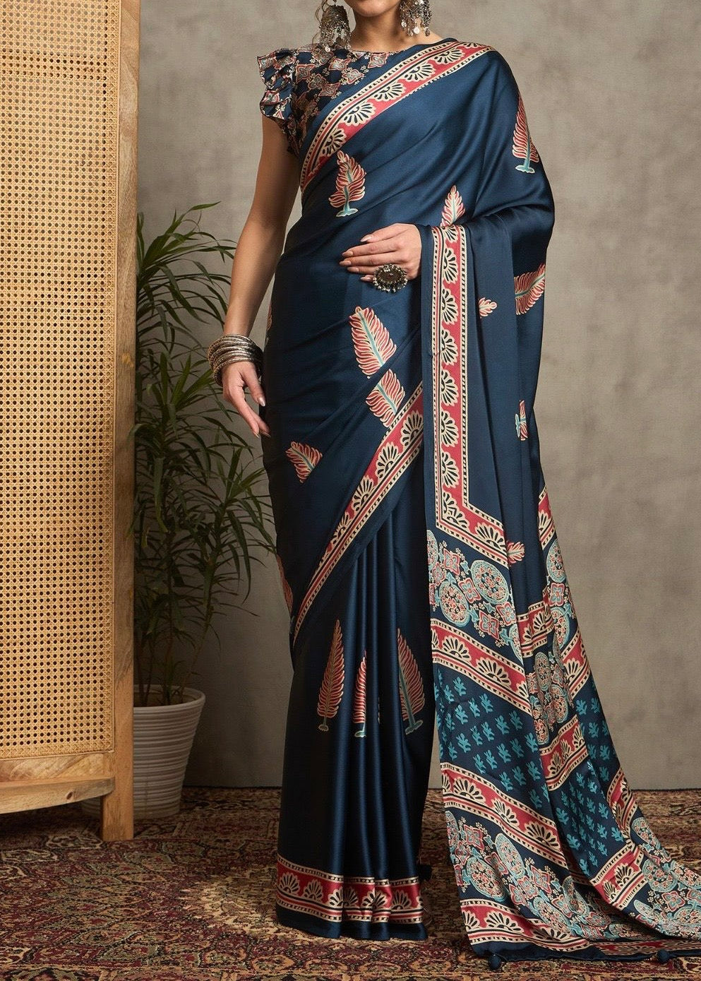 Noor Ajrakh Printed Premium Modal Silk Saree