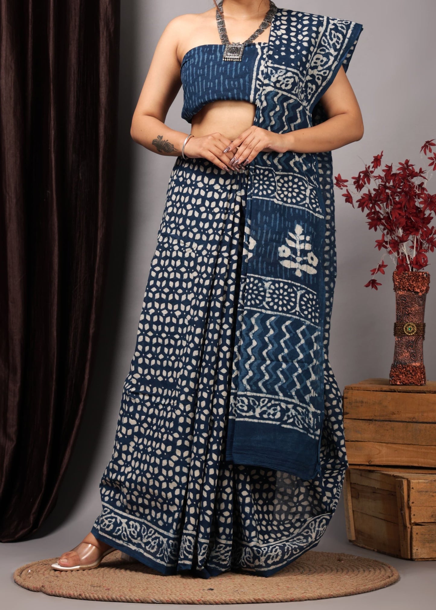 Neel Tara Pure Cotton Indigo Saree