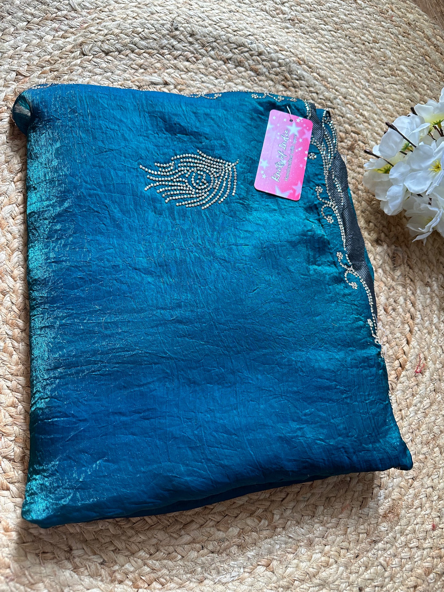 Morpankh Tissue Swarovski Saree