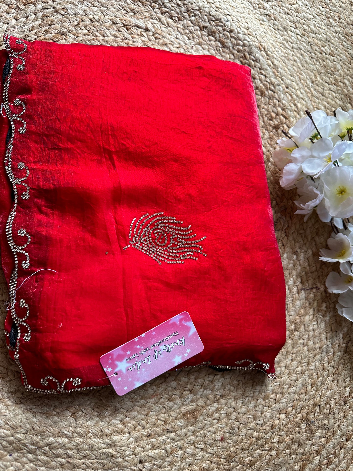Morpankh Tissue Swarovski Saree