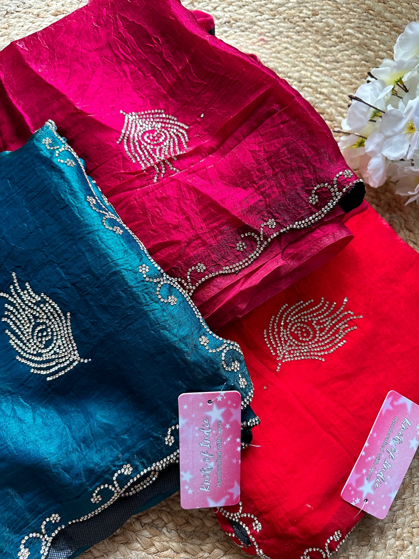 Morpankh Tissue Swarovski Saree