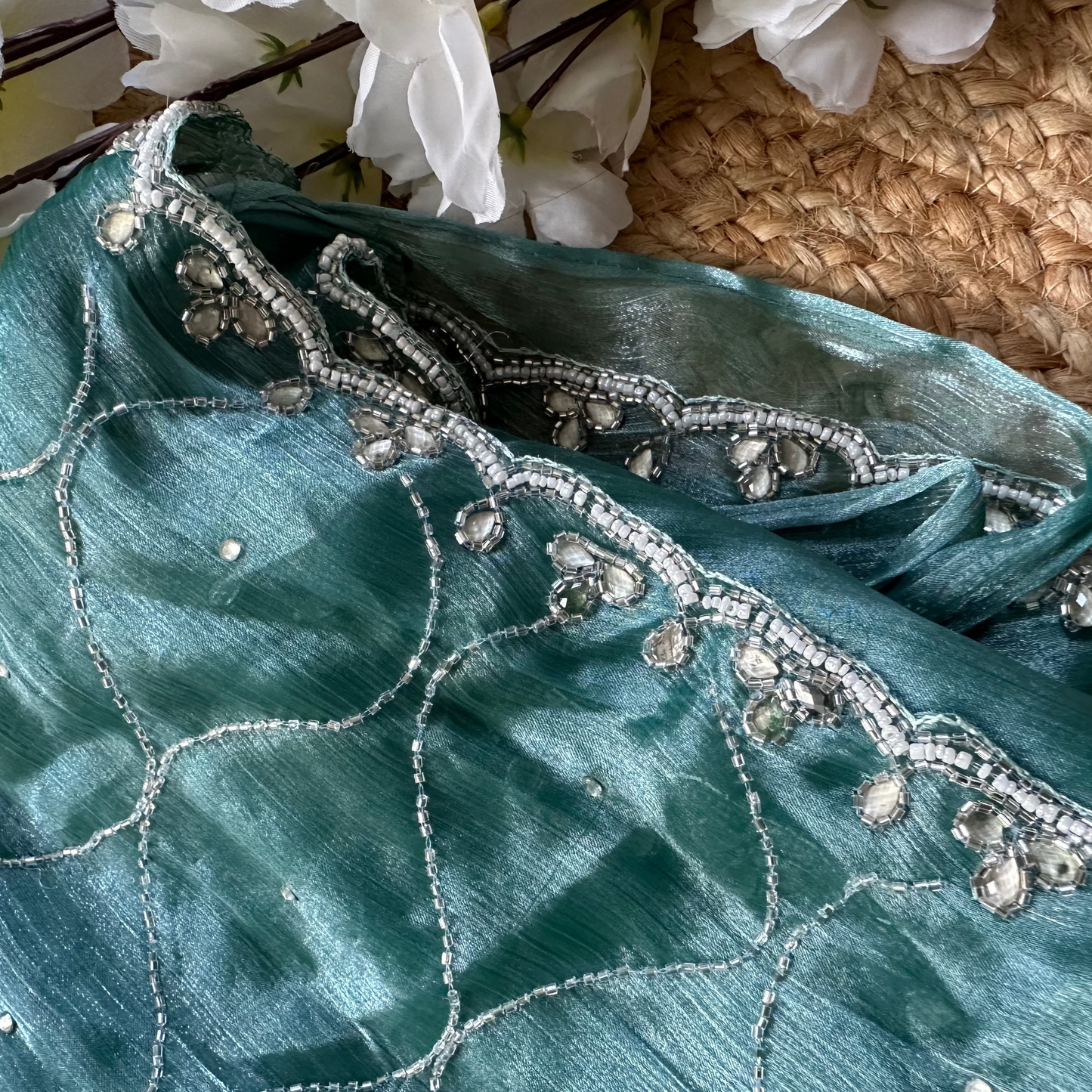 Pearl Work Hand Embroidered JC saree