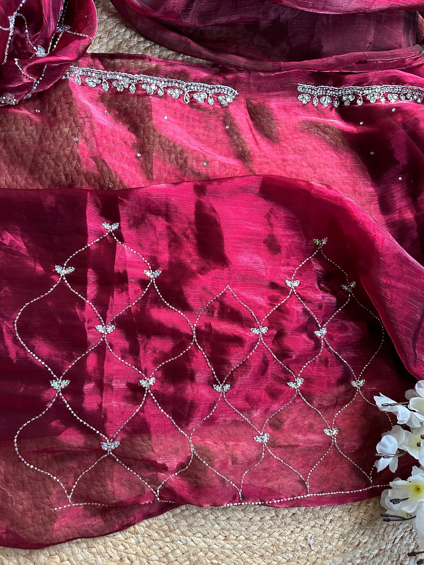 Designer Roshani Hand Embroidery JC Saree