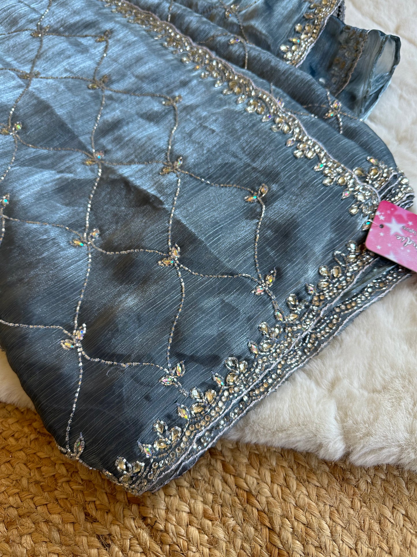 Designer Roshani Hand Embroidery JC Saree