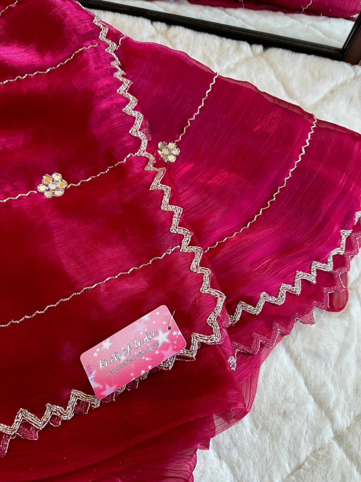 Hand embroidery with mirror JC saree