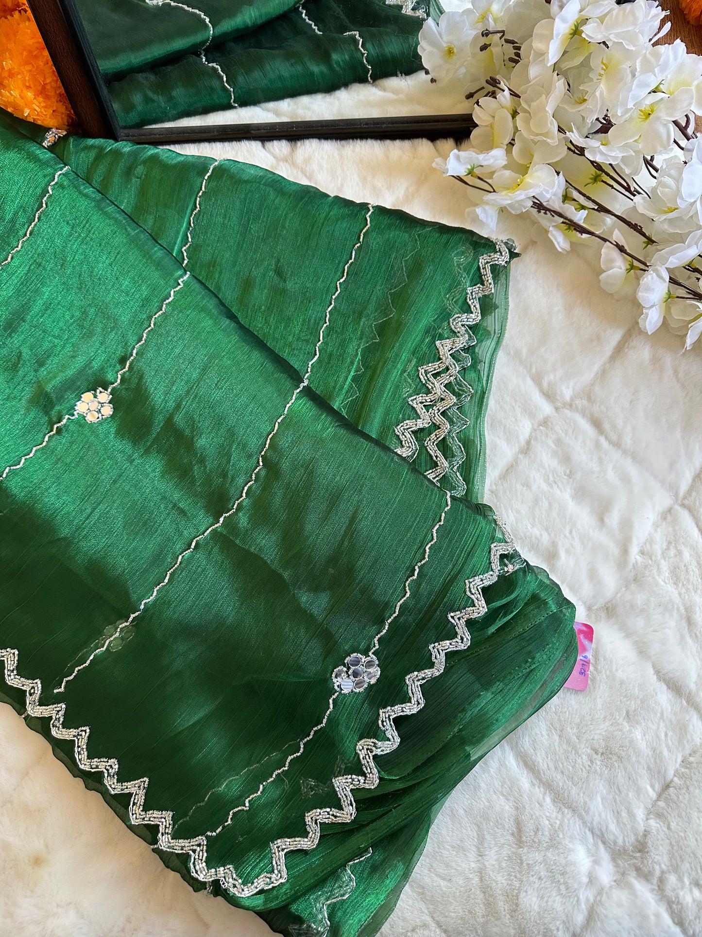 Hand embroidery with mirror JC saree