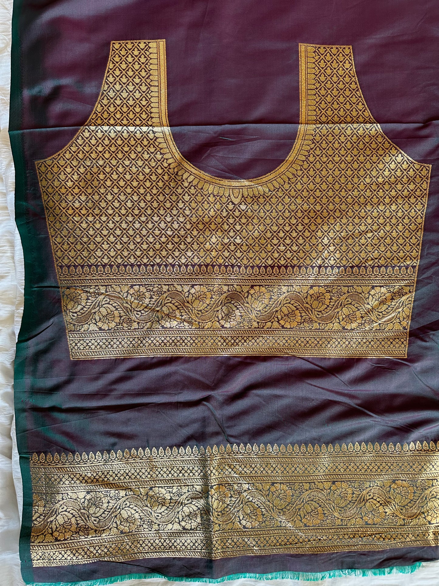 Peacock Green and Purple Banarasi Saree
