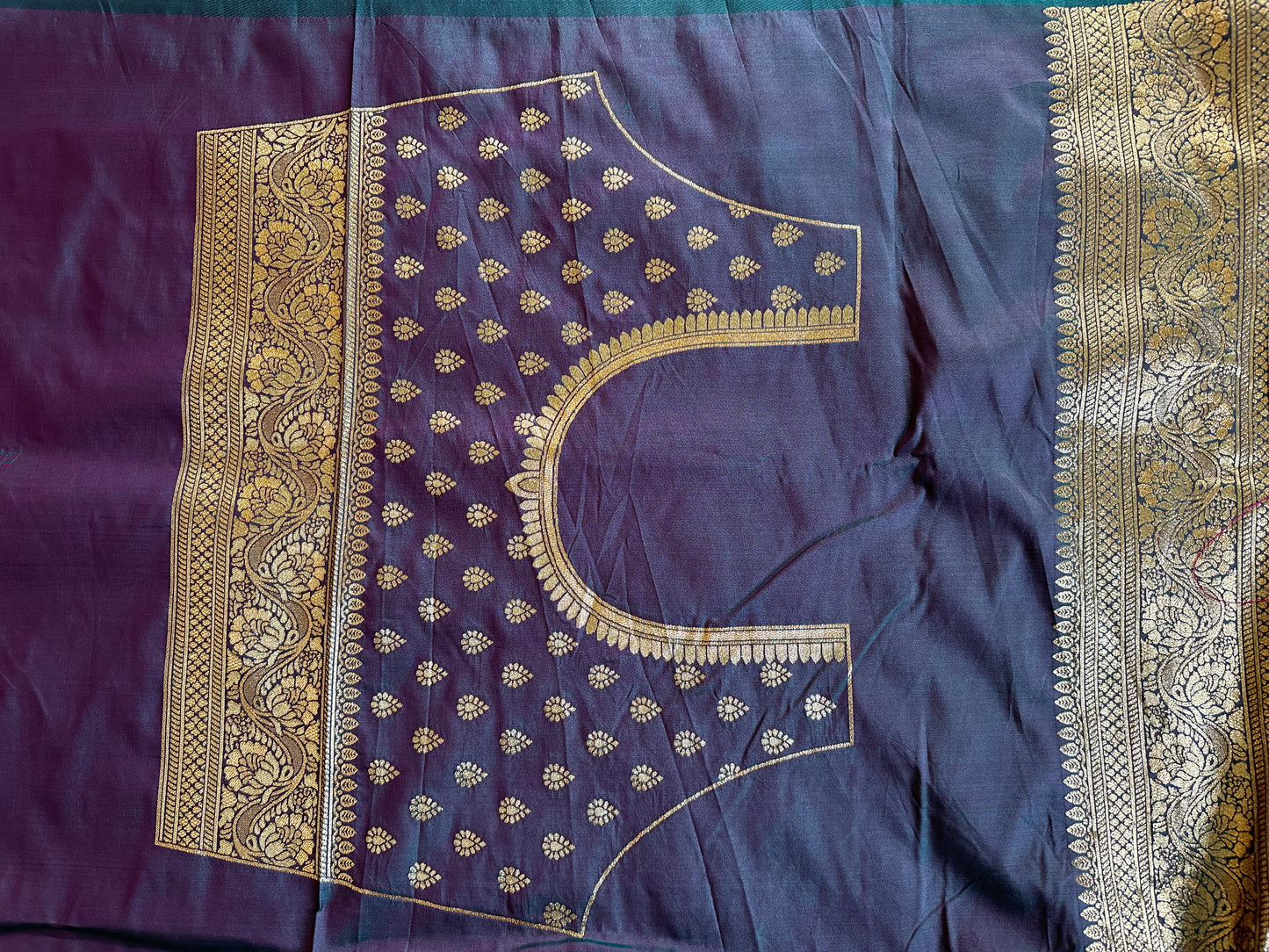 Peacock Green and Purple Banarasi Saree