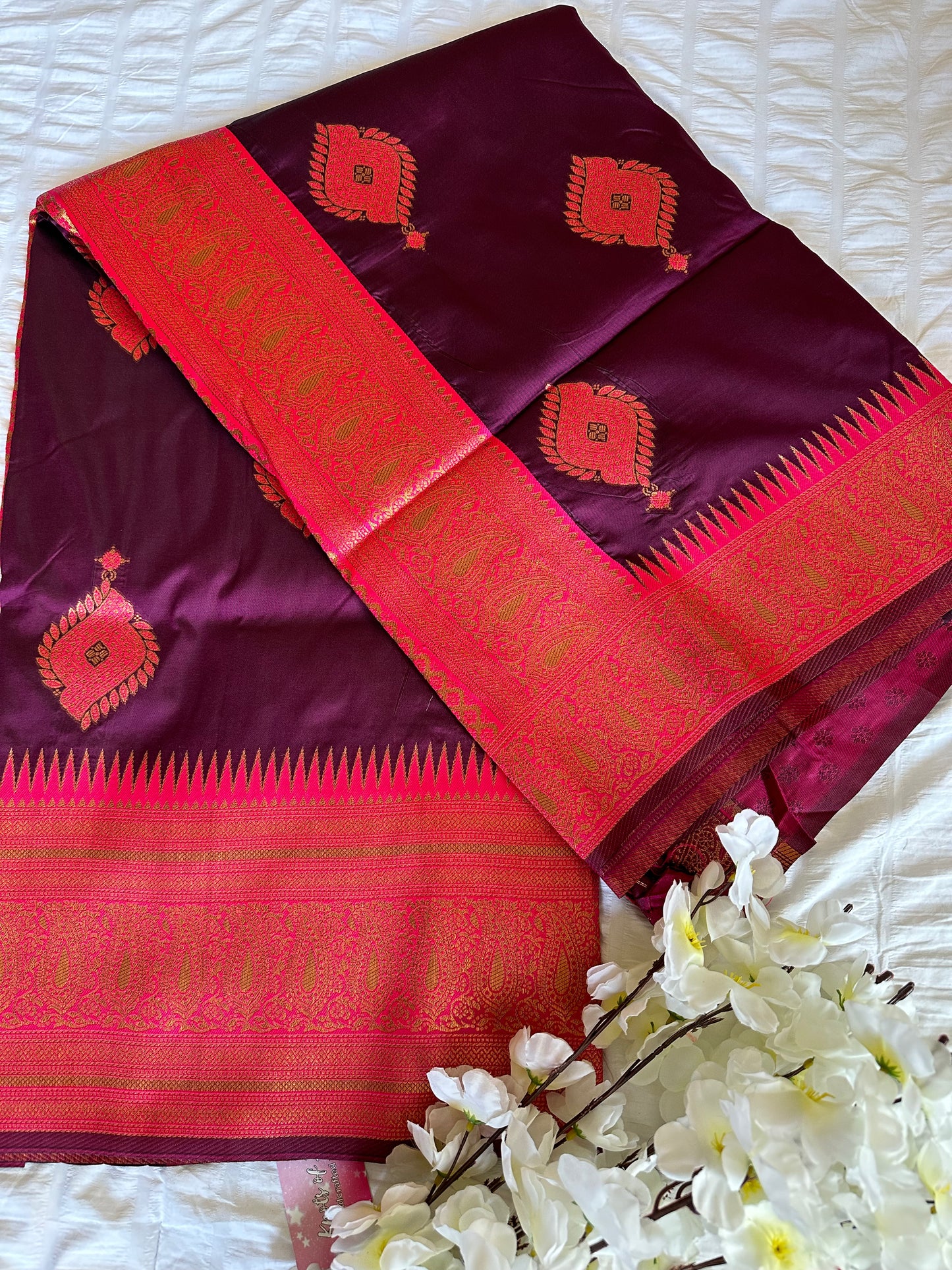 Red Pink Mix Banarasi Saree