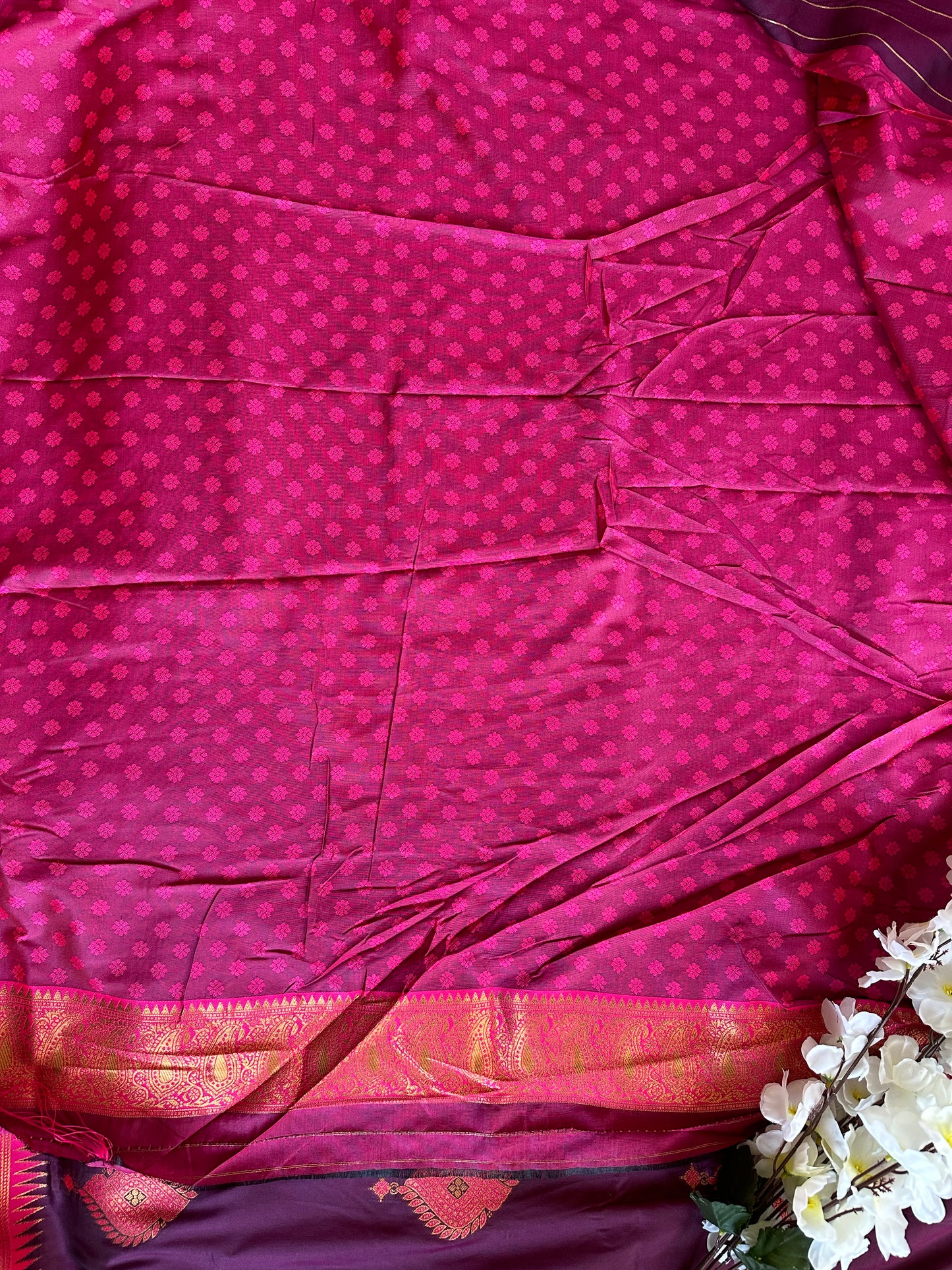 Red Pink Mix Banarasi Saree