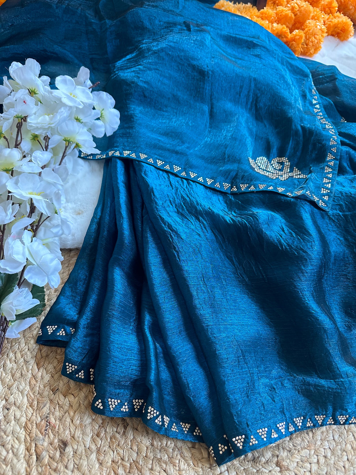 Tissue Silk with Hill Swarovski work