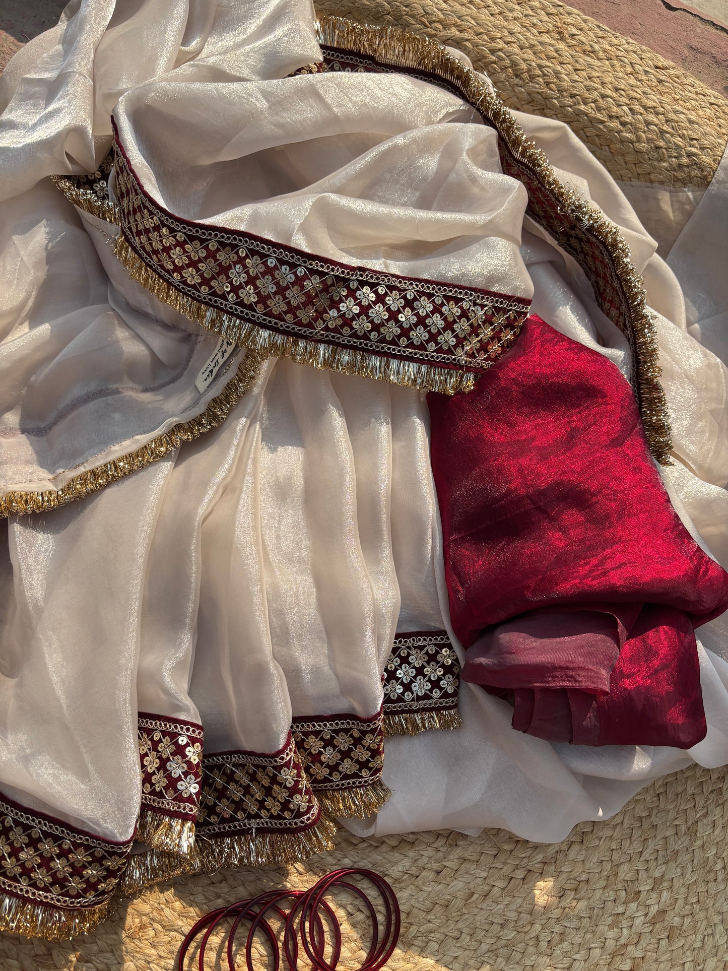 Kajol Inspired Gota Semi Tissue Saree