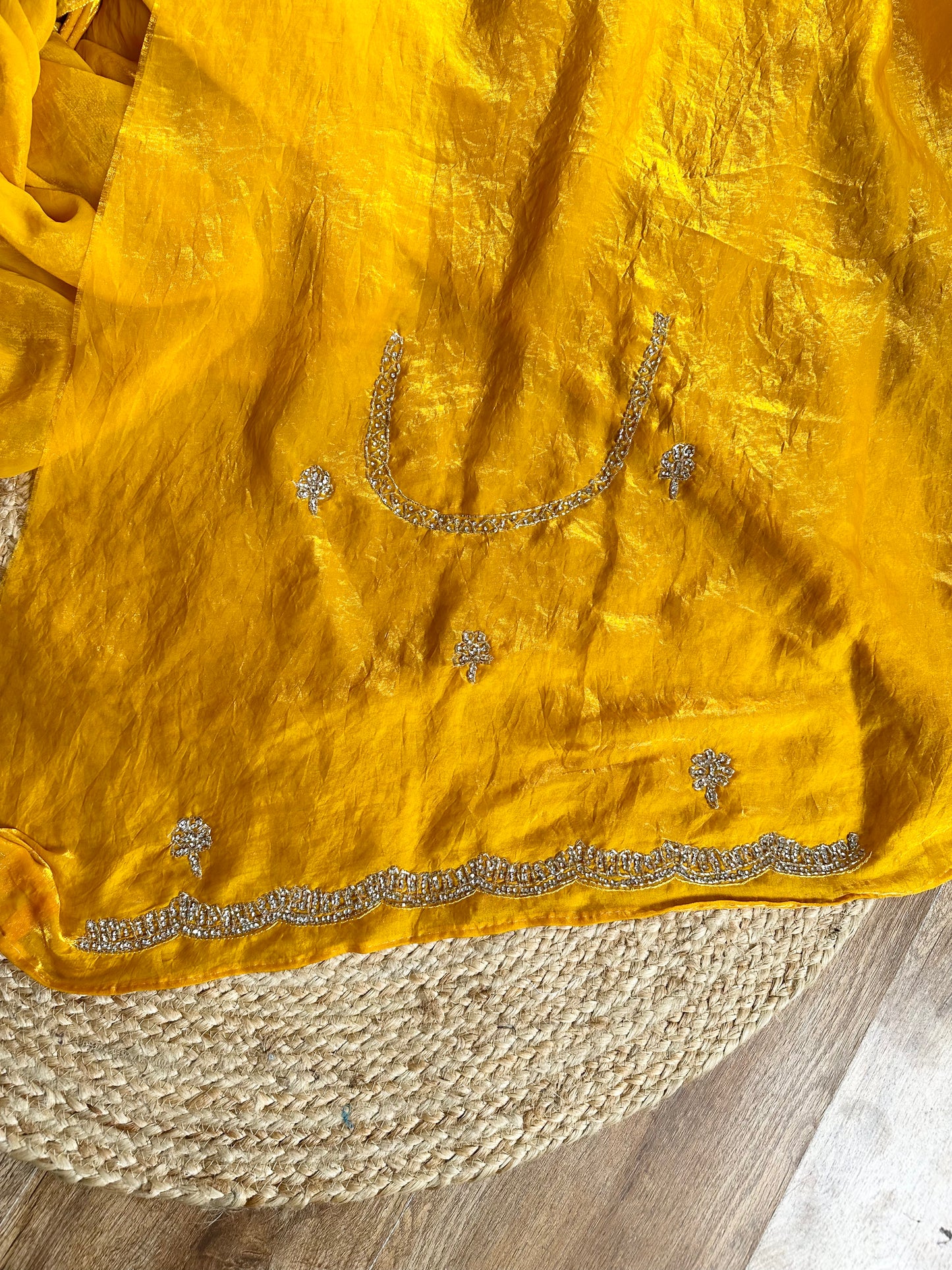 Yellow Mahi Party Wear Tissue Saree