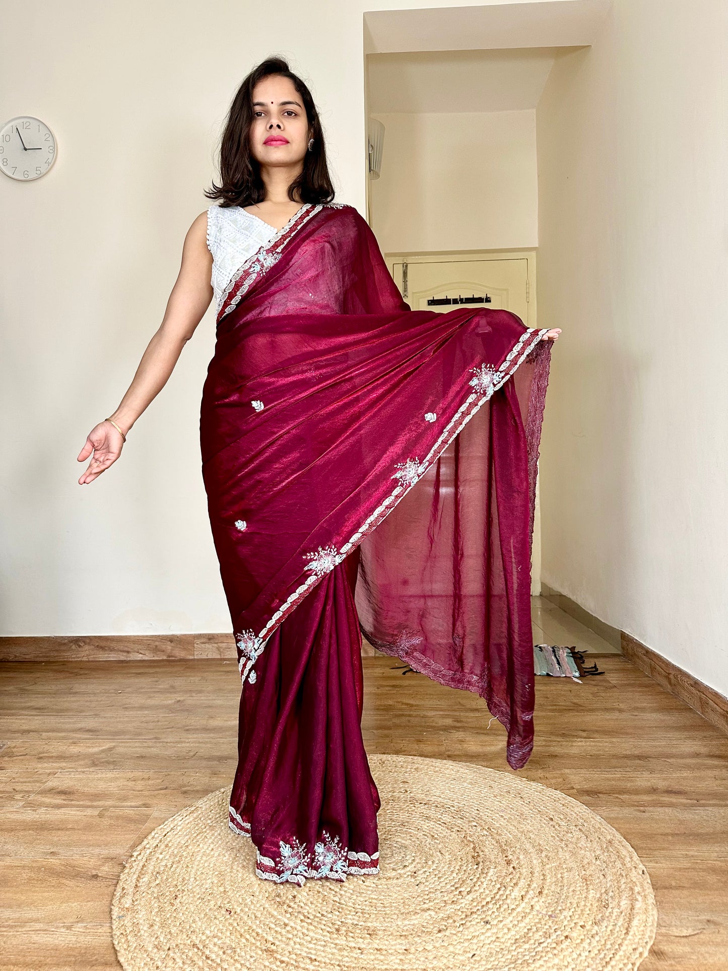 Rani Moti Hand Embroidered Saree