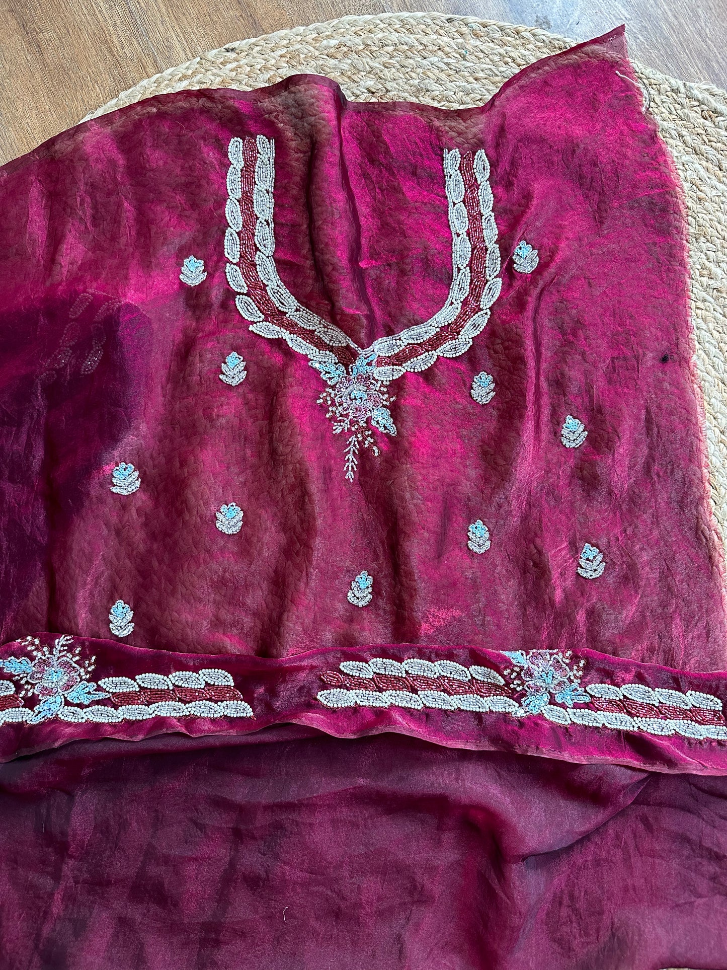 Rani Moti Hand Embroidered Saree