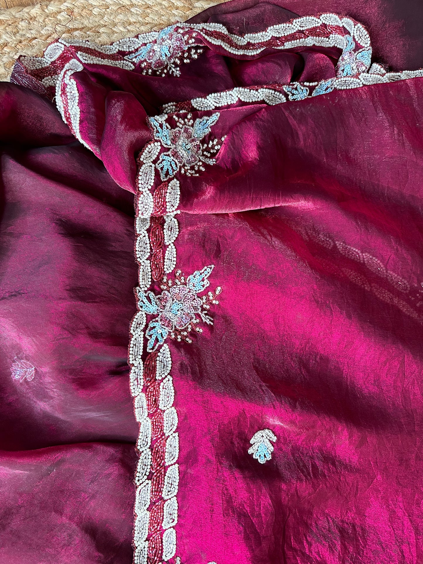 Rani Moti Hand Embroidered Saree