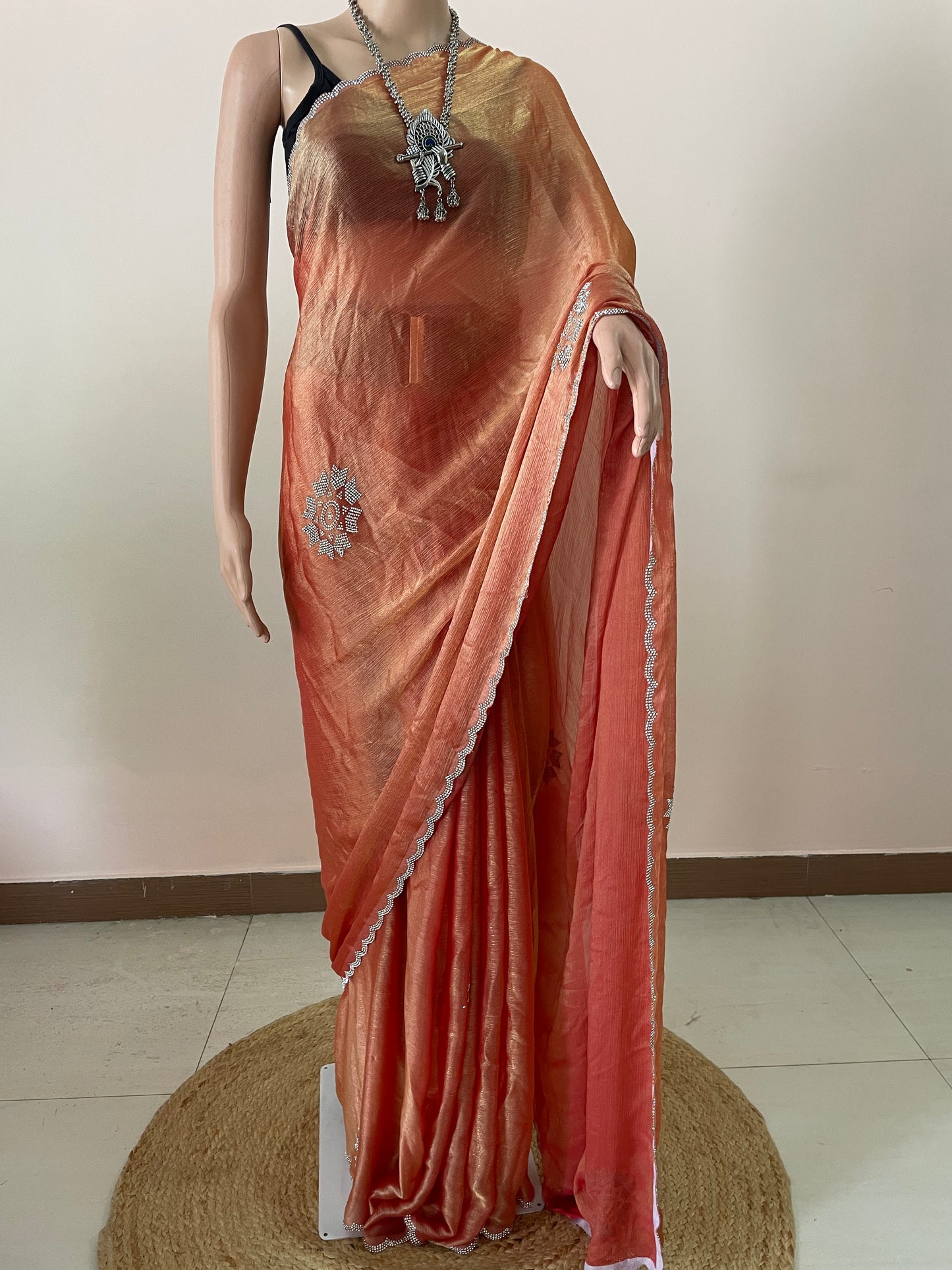 Tissue Silk with Hill Swarovski work