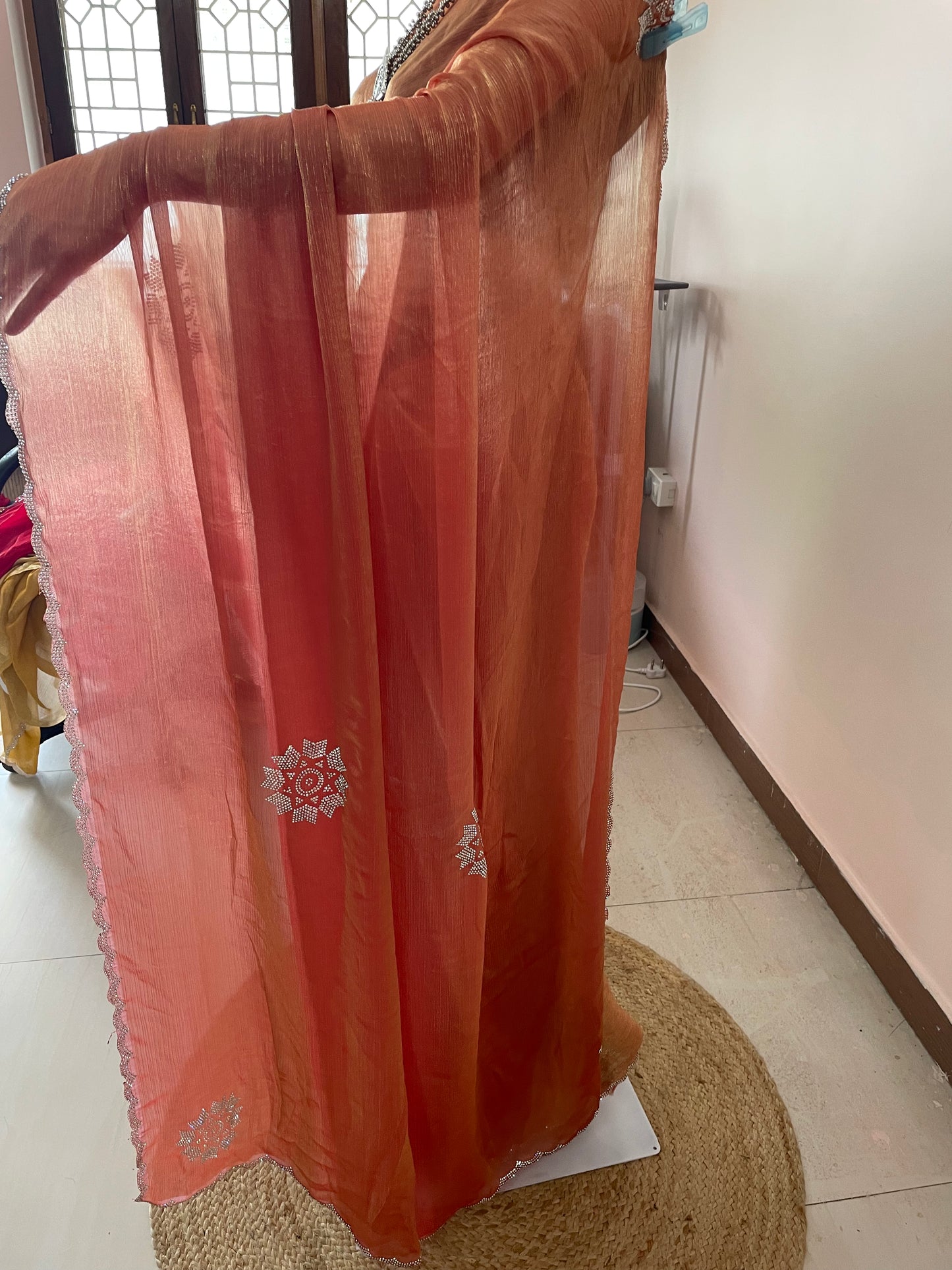 Tissue Silk with Hill Swarovski work
