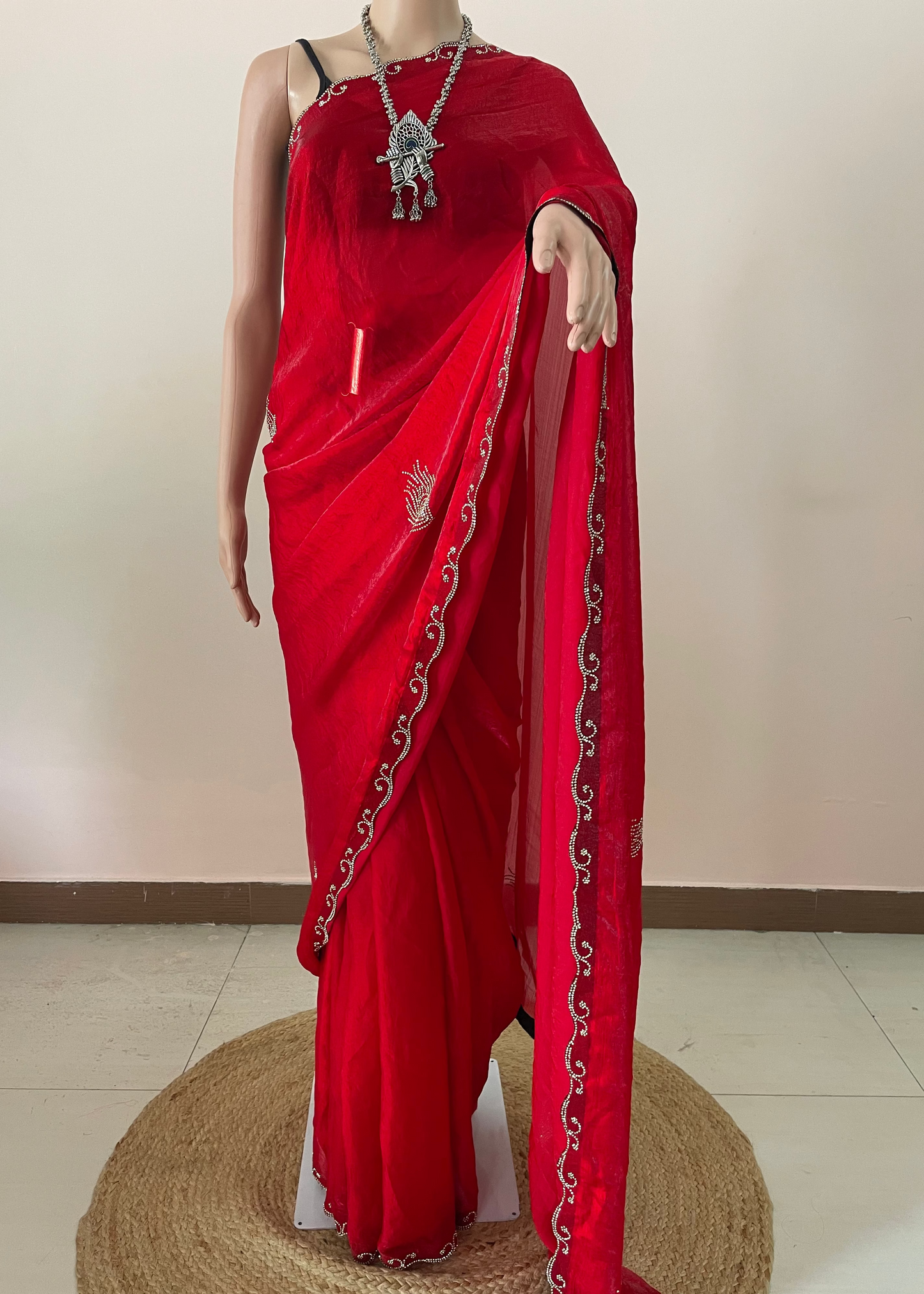 Morpankh Tissue Swarovski Saree