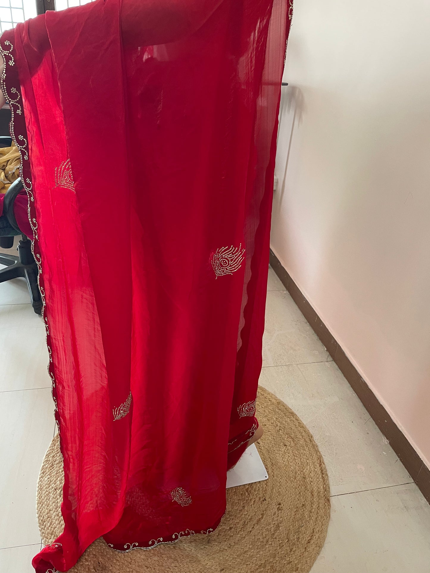 Morpankh Tissue Swarovski Saree