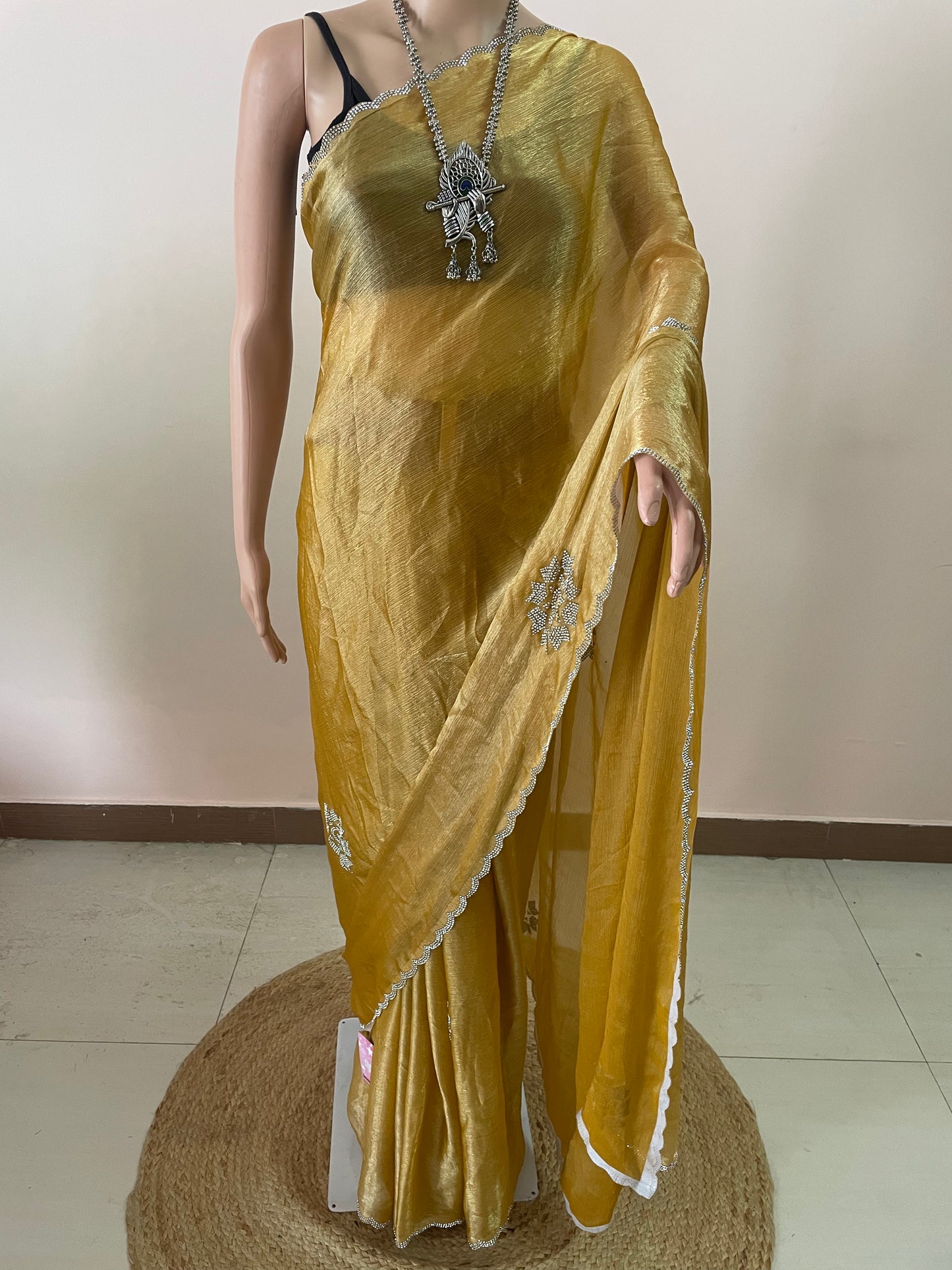 Tissue Silk with Hill Swarovski work