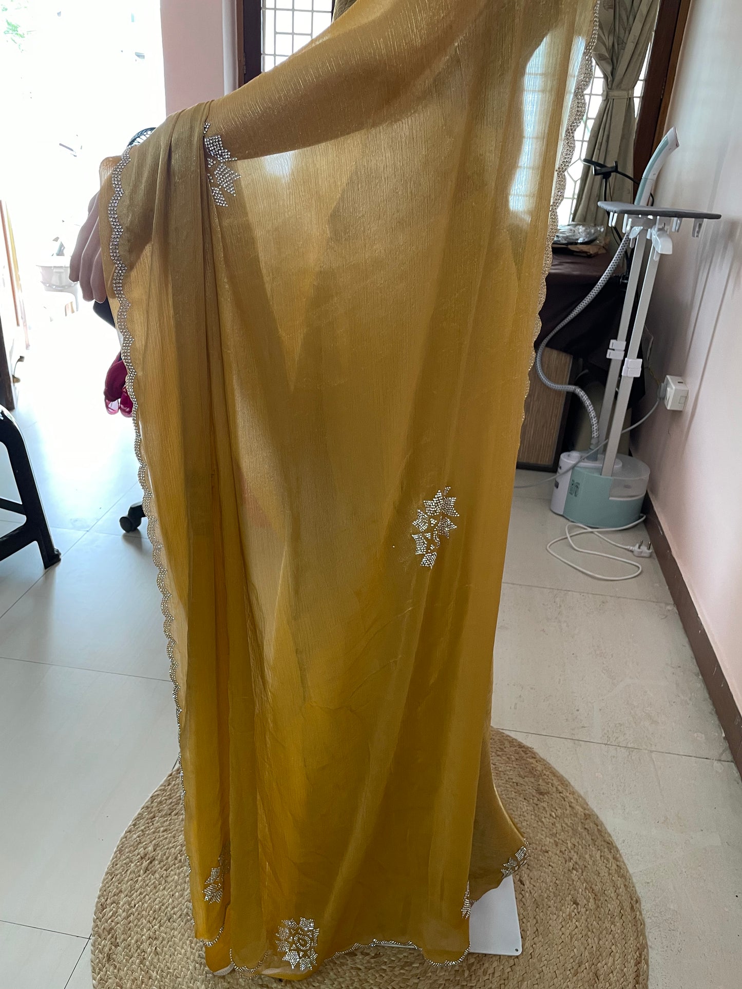 Tissue Silk with Hill Swarovski work