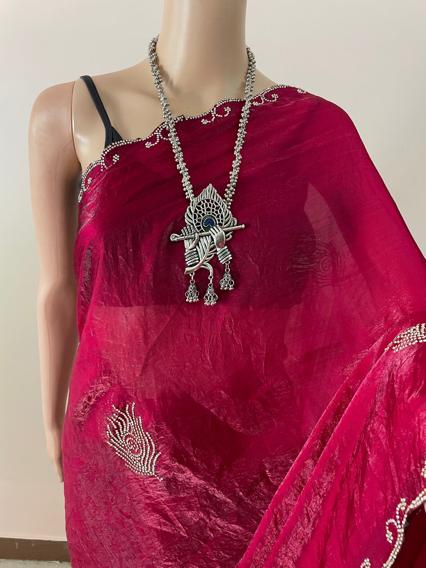Morpankh Tissue Swarovski Saree