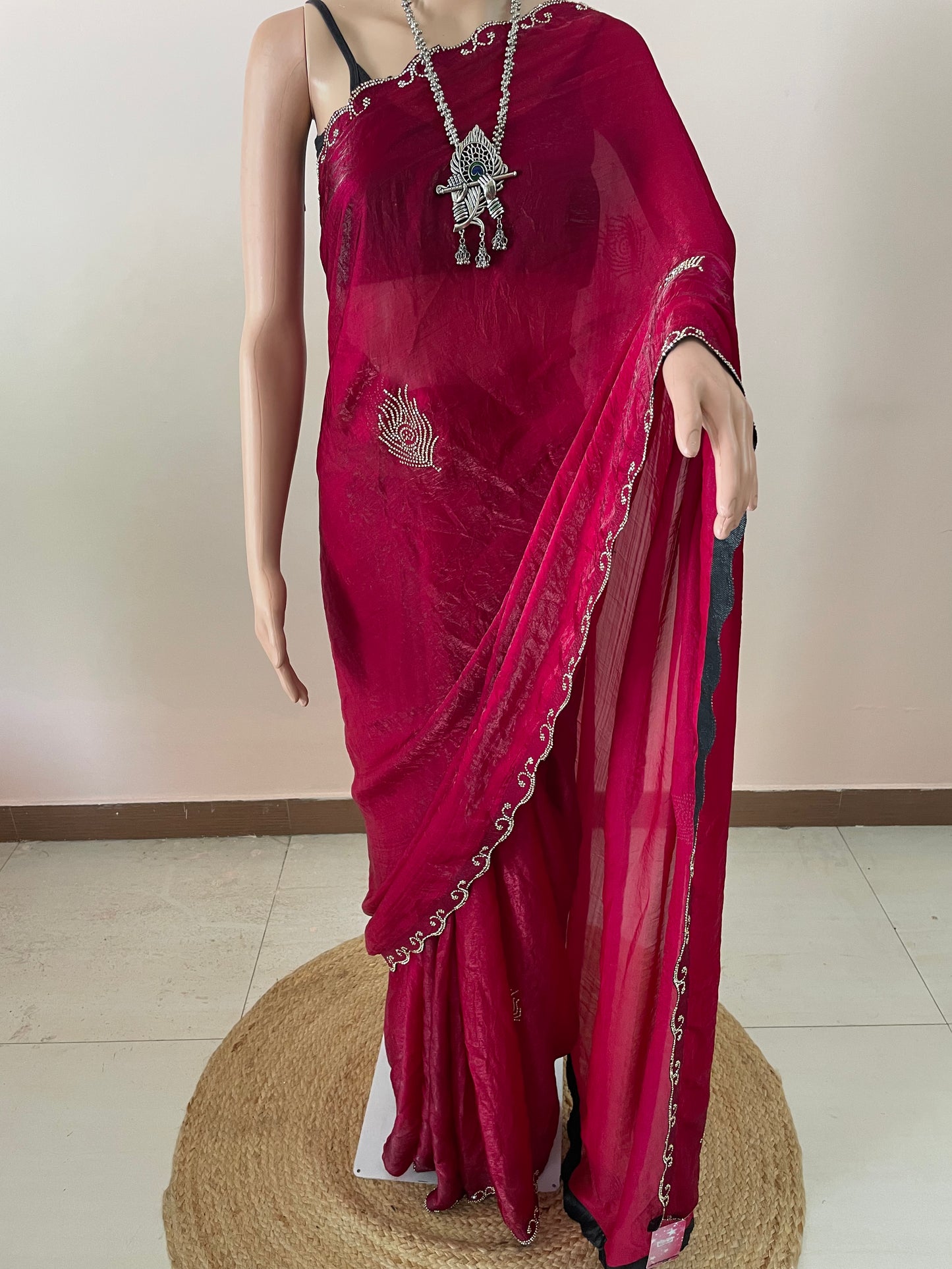 Morpankh Tissue Swarovski Saree