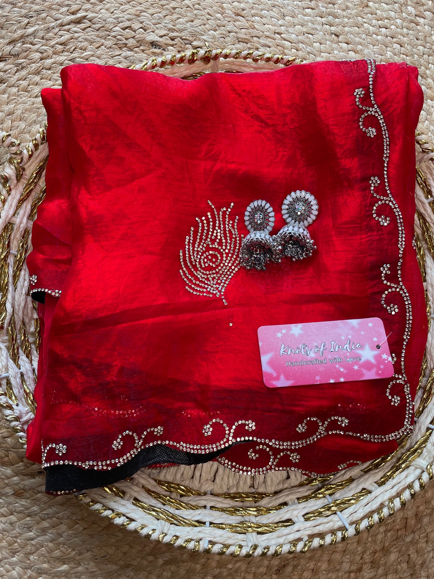Morpankh Tissue Swarovski Saree