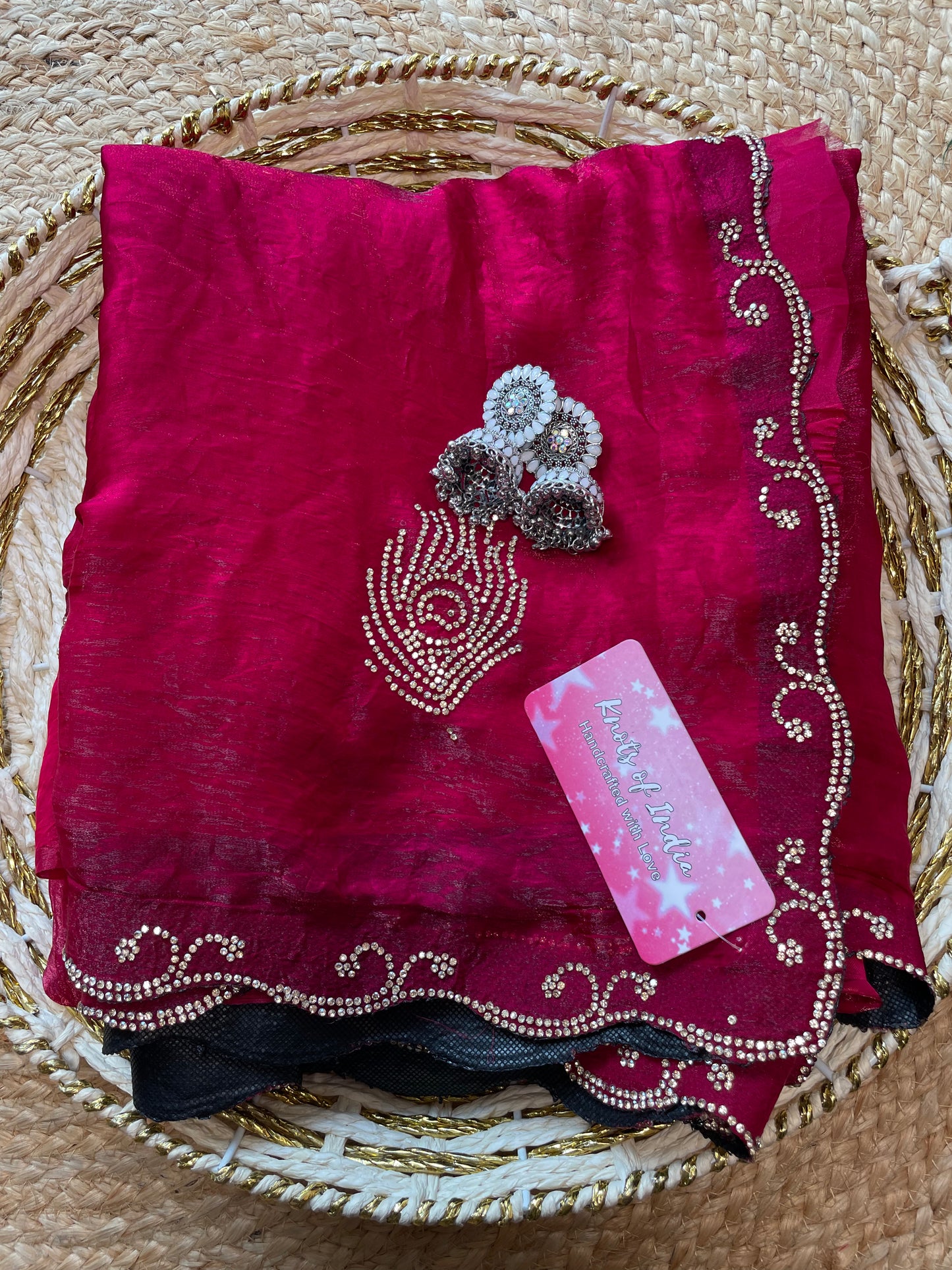 Morpankh Tissue Swarovski Saree