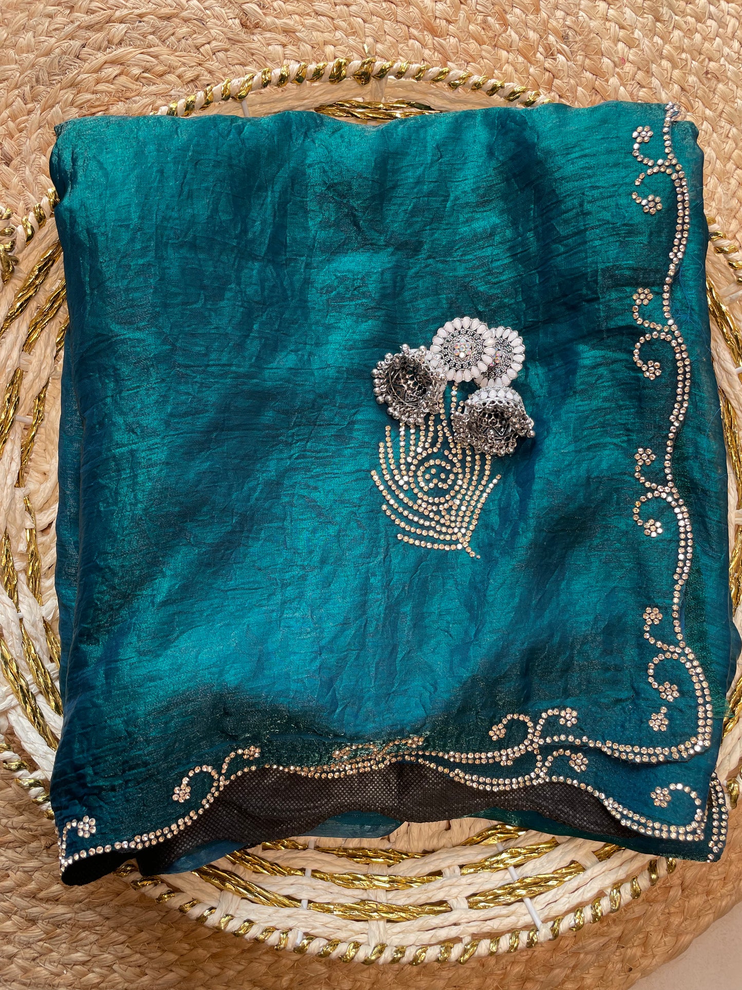 Morpankh Tissue Swarovski Saree