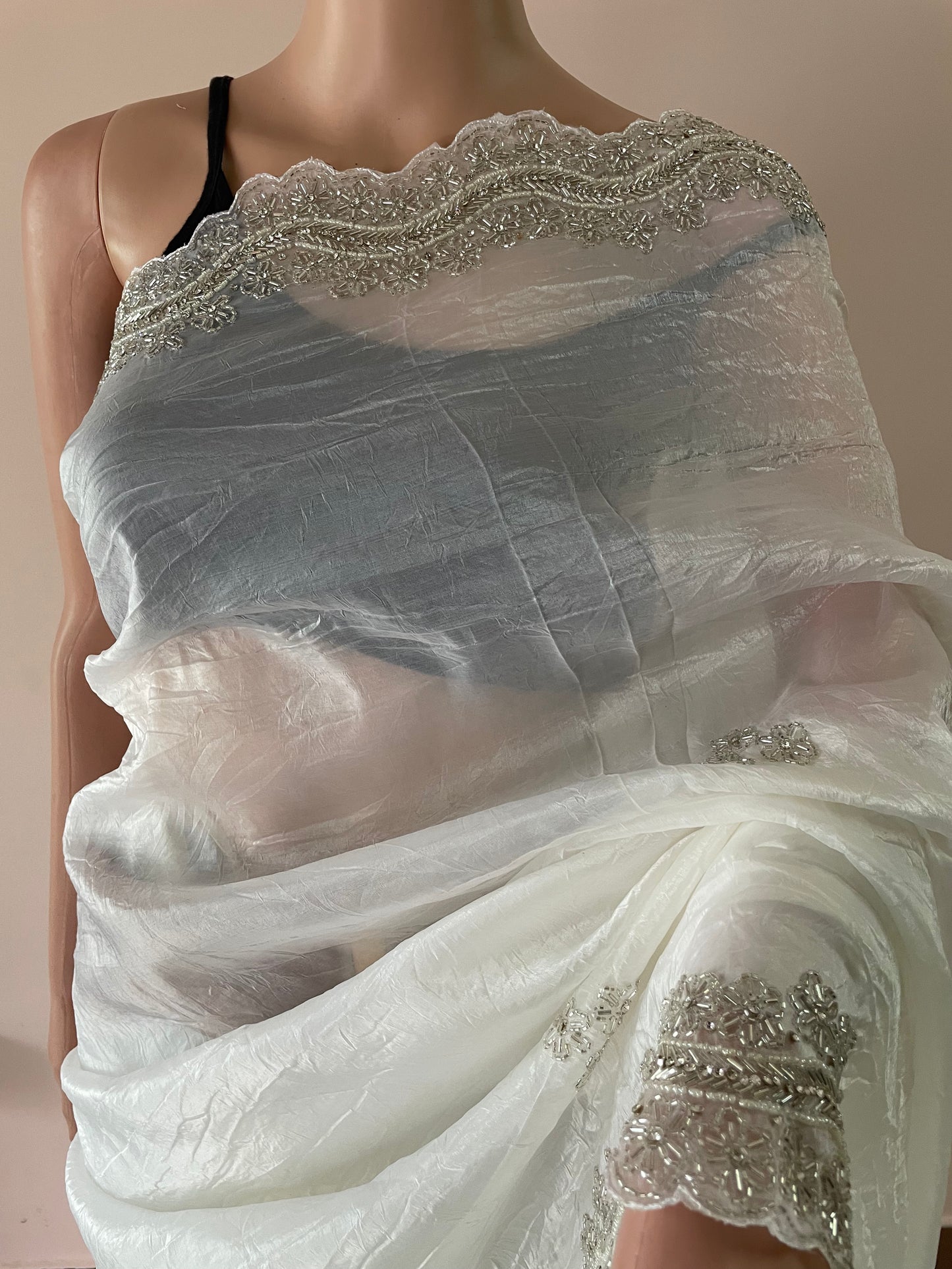 White Glitter Party Wear Saree