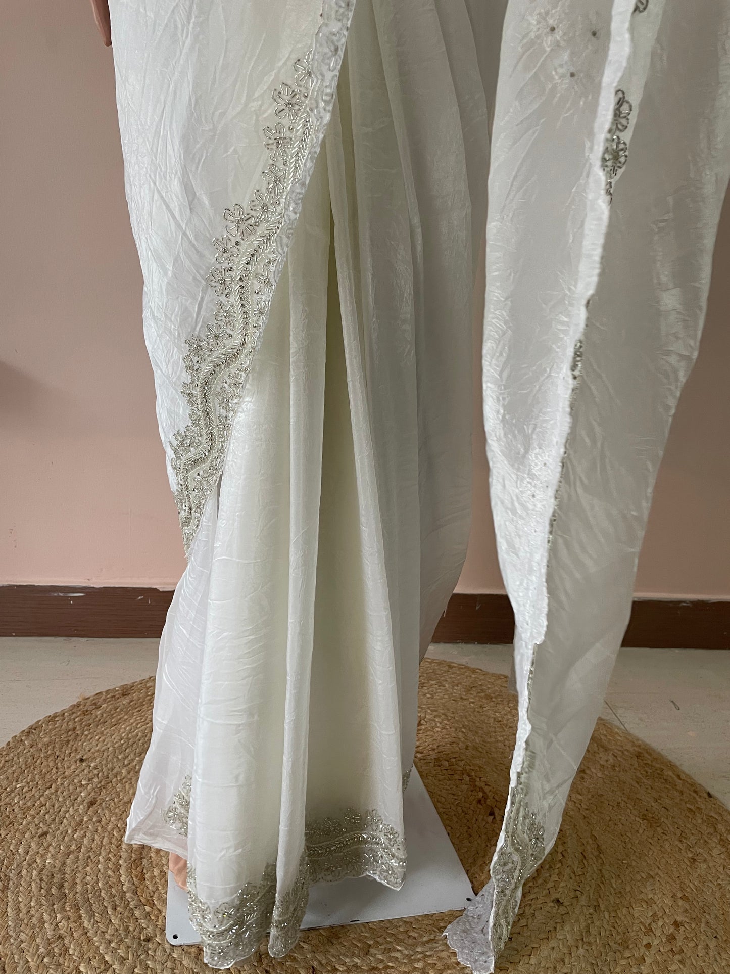 White Glitter Party Wear Saree