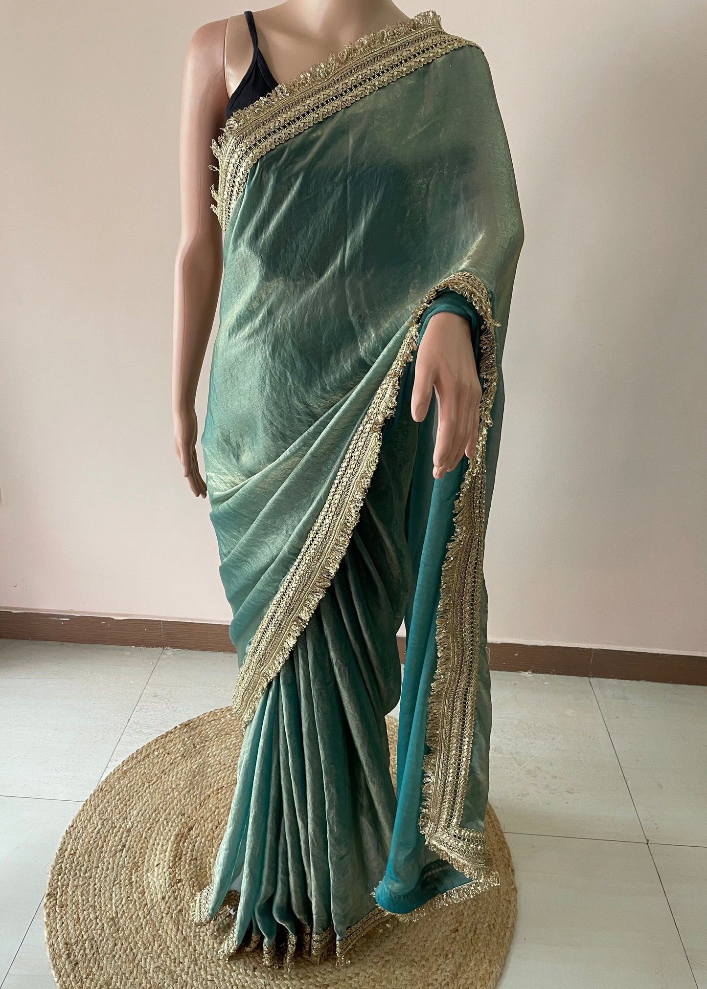 Pastel Green Maharani Royal Tissue Saree