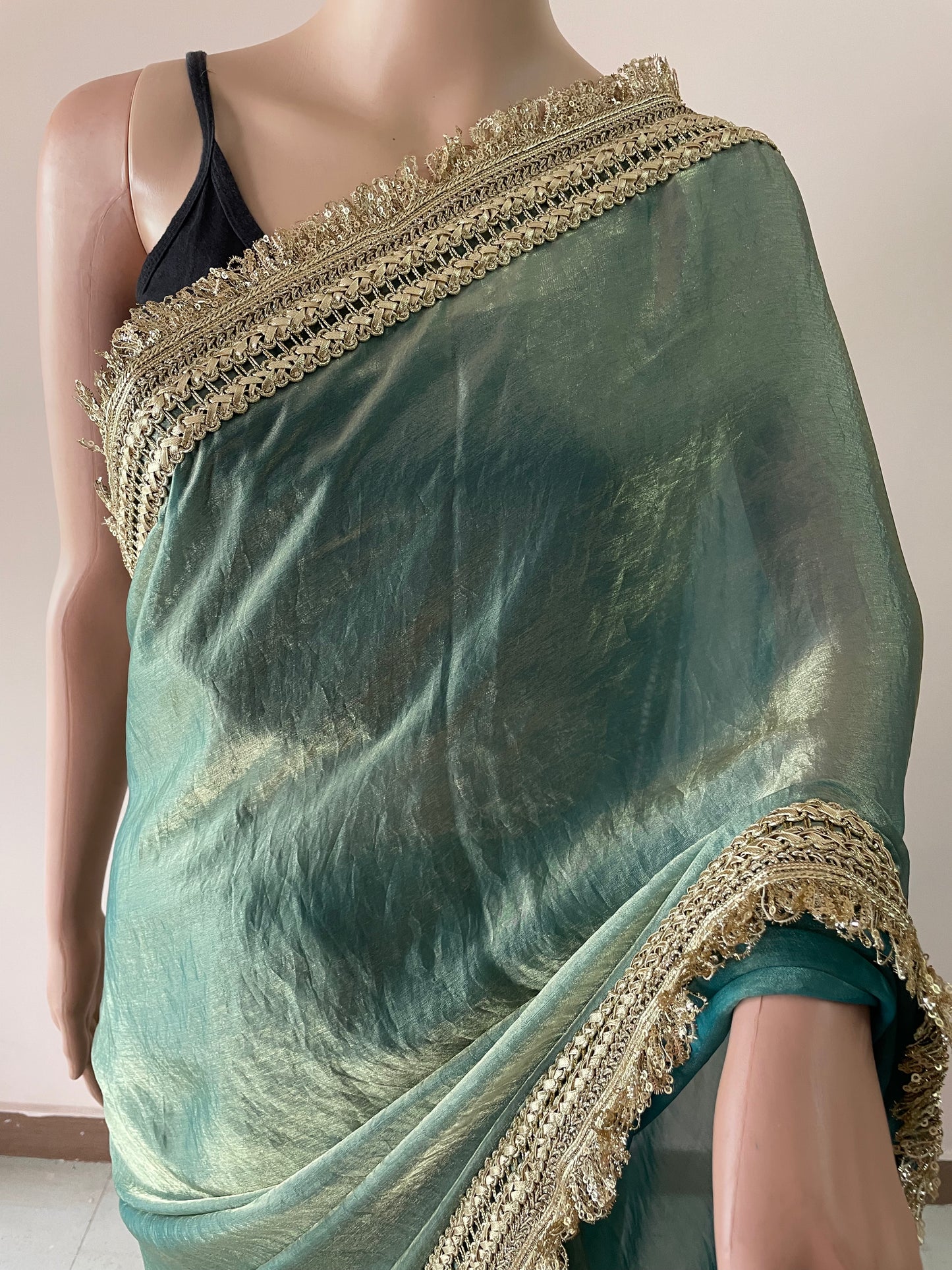 Pastel Green Maharani Royal Tissue Saree