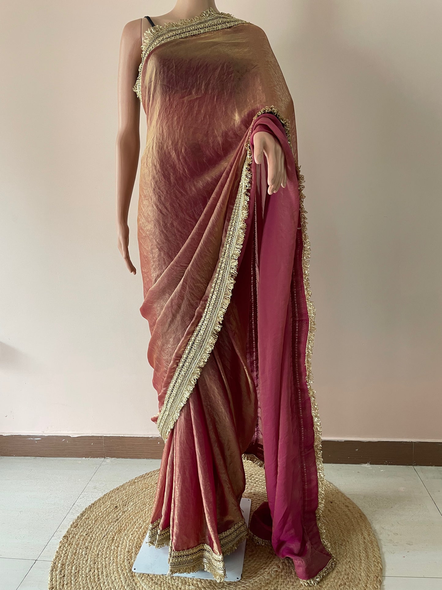 Peach Maharani Royal Tissue Saree