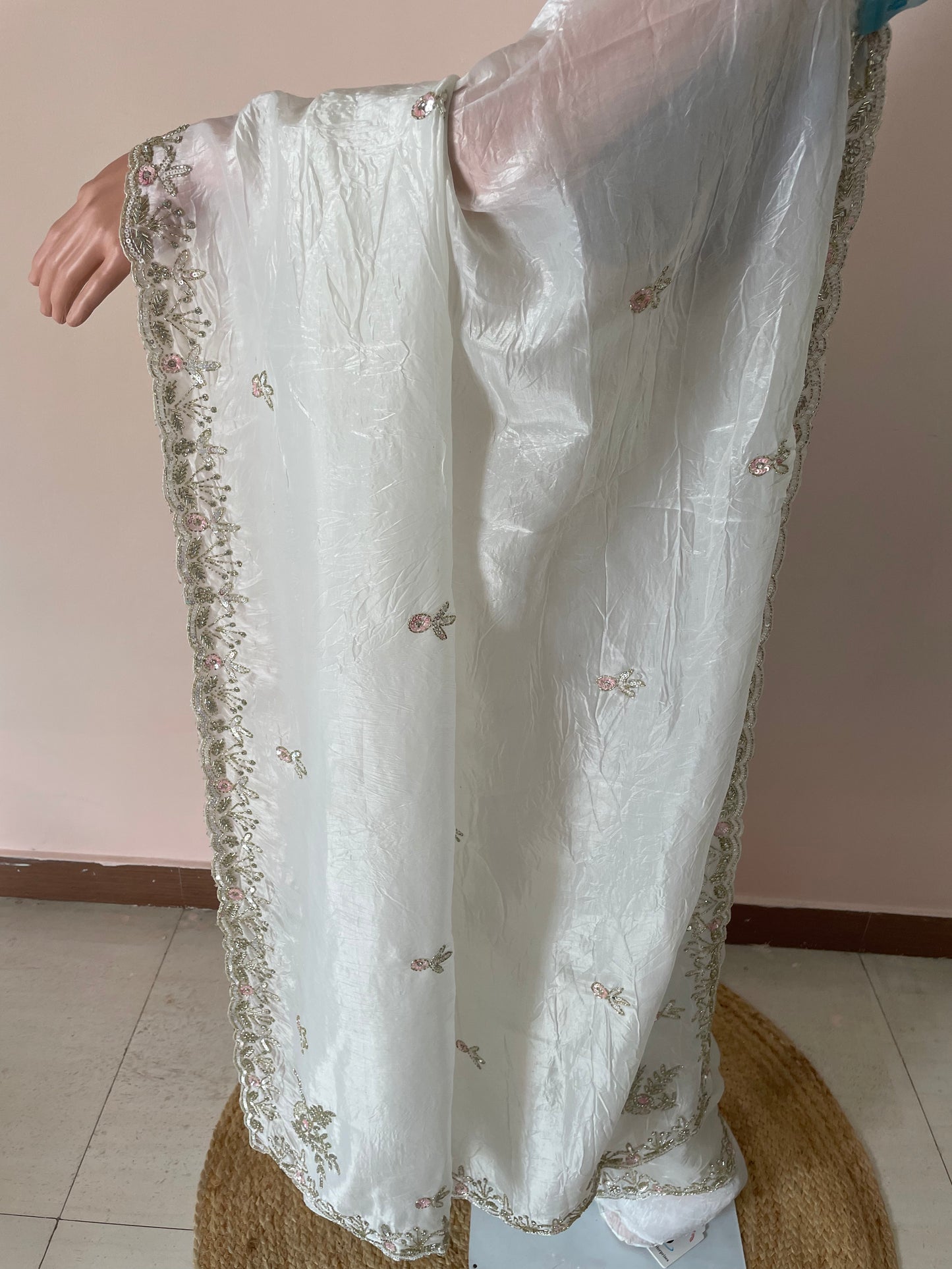 Spark Belle White Party Wear Saree