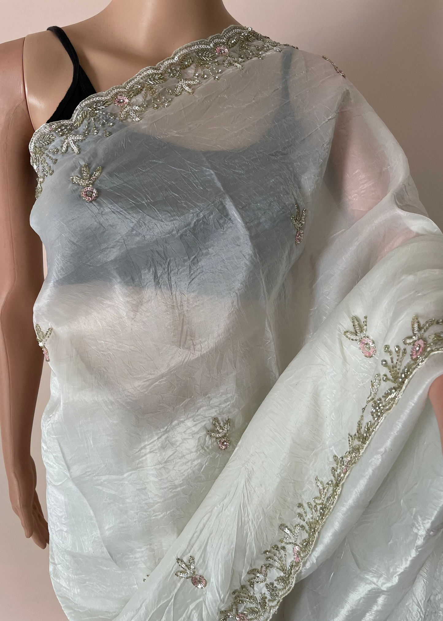 Spark Belle White Party Wear Saree