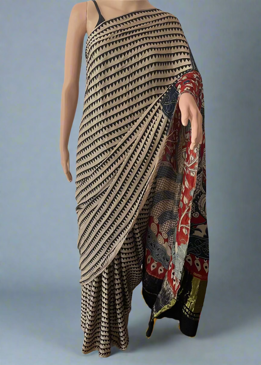 Meena Kalamkari Modal Silk Saree