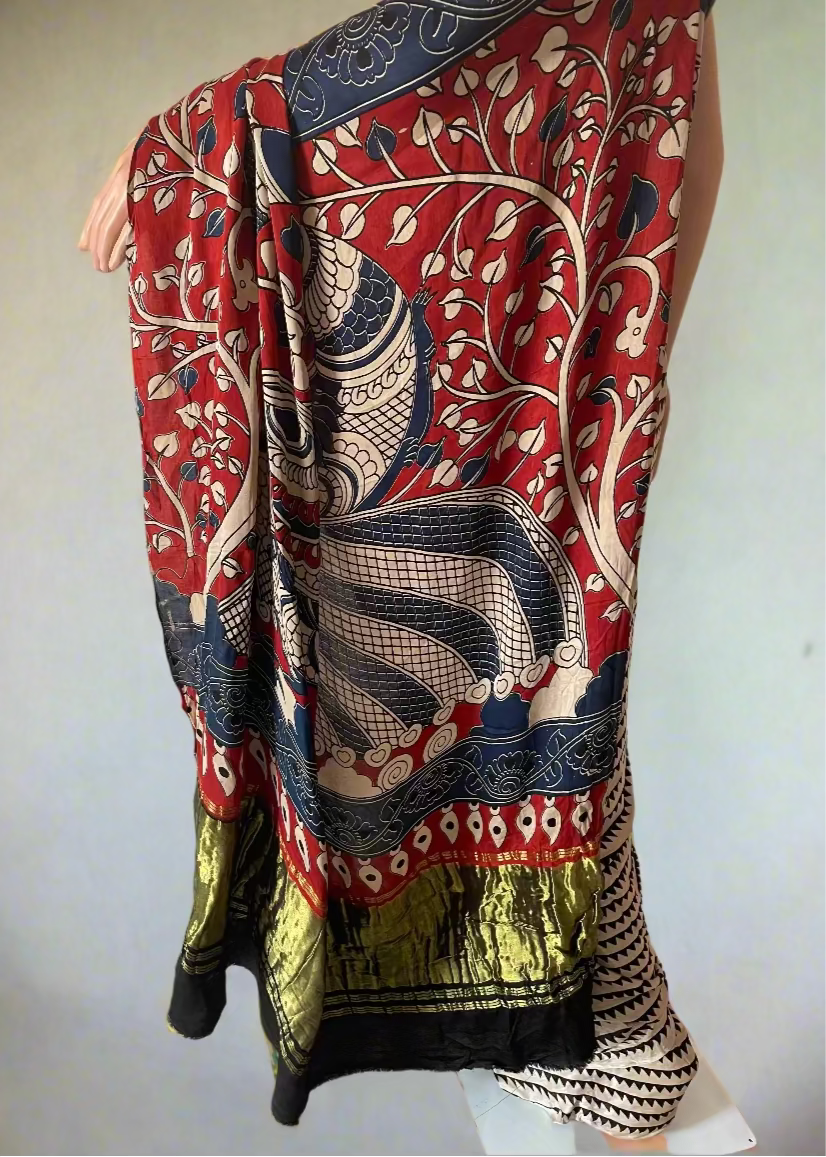Meena Kalamkari Modal Silk Saree