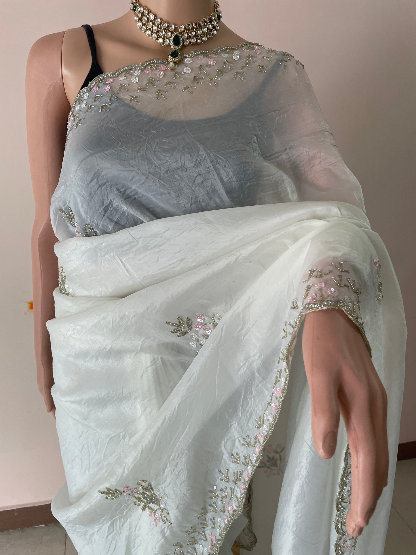 White Aura Handwork Saree