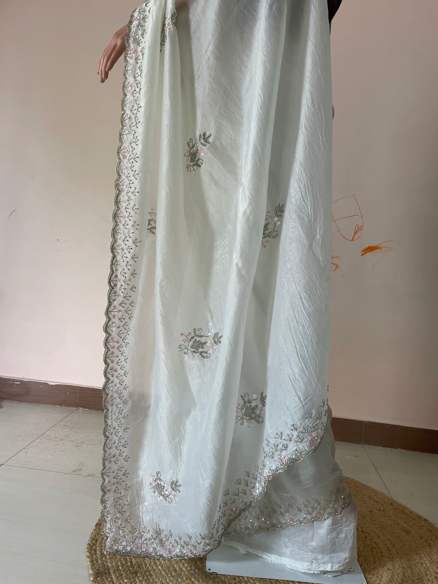 White Aura Handwork Saree