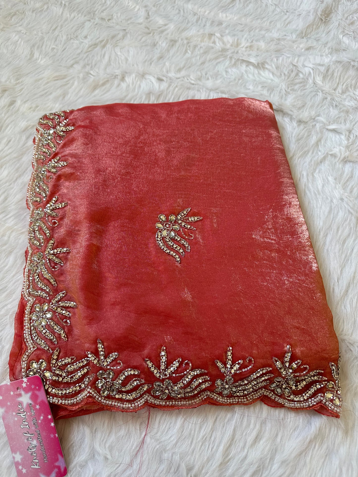 Shimmery Designer Hand Embroidered Saree