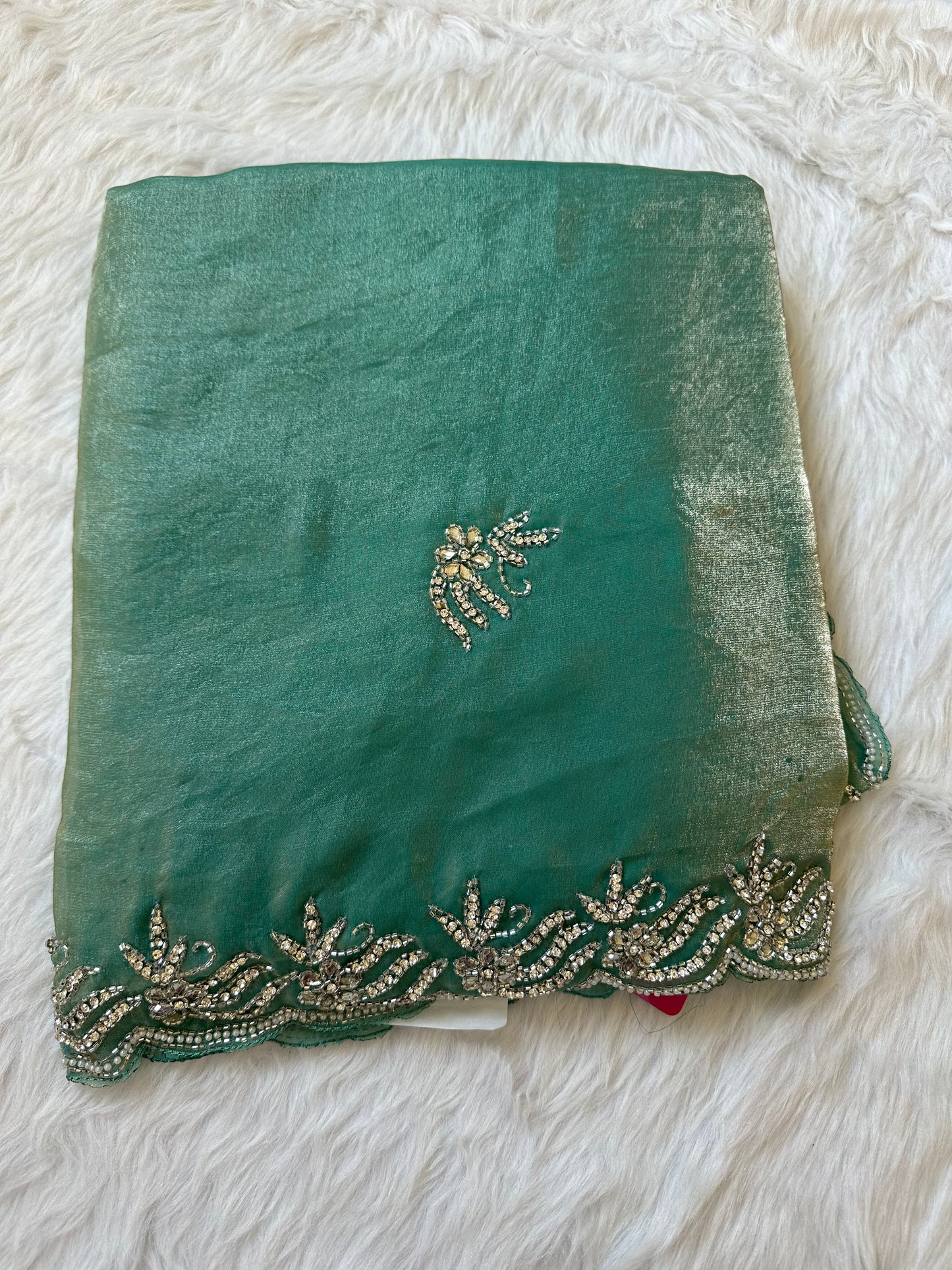 Shimmery Designer Hand Embroidered Saree