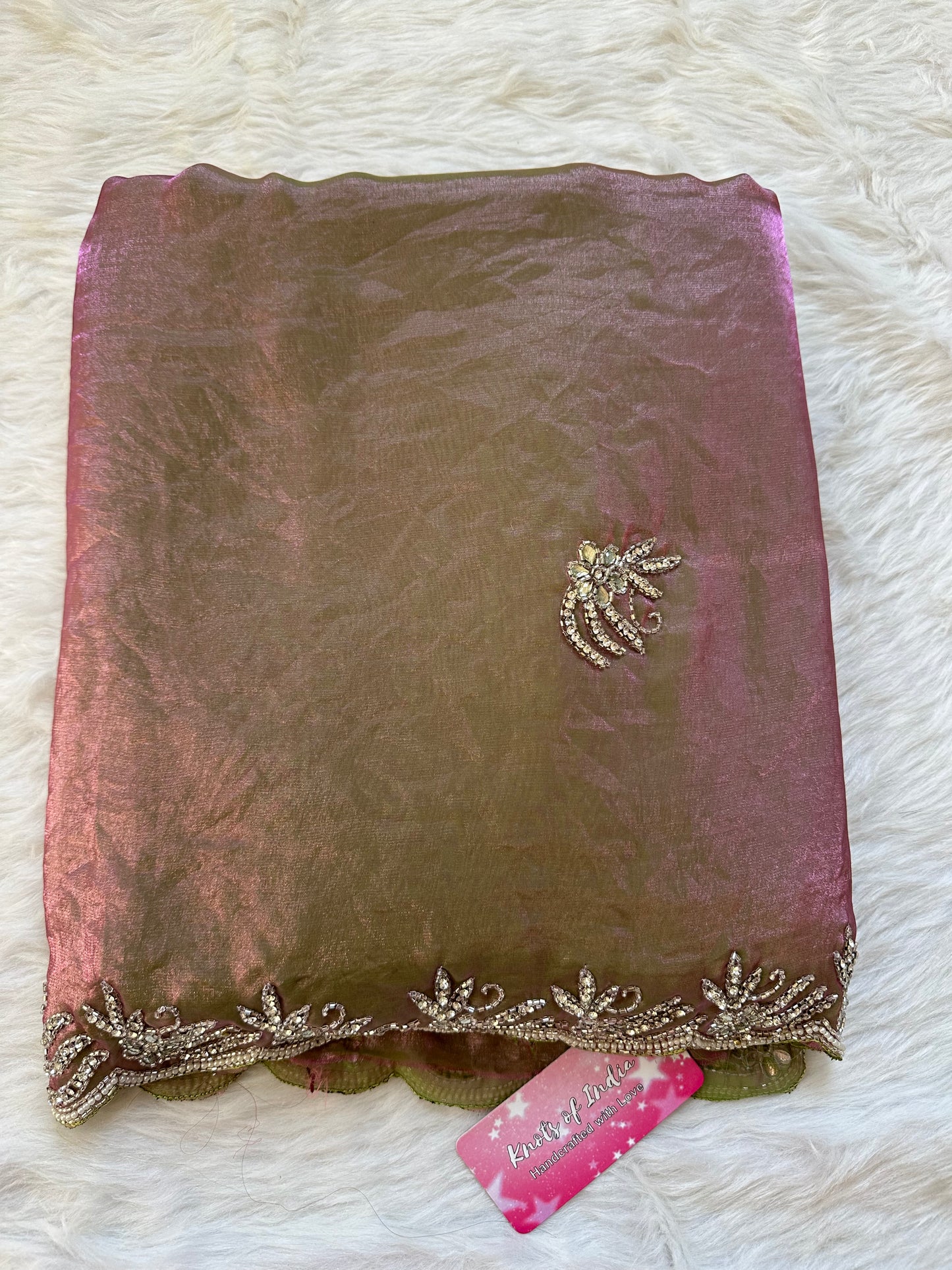Shimmery Designer Hand Embroidered Saree
