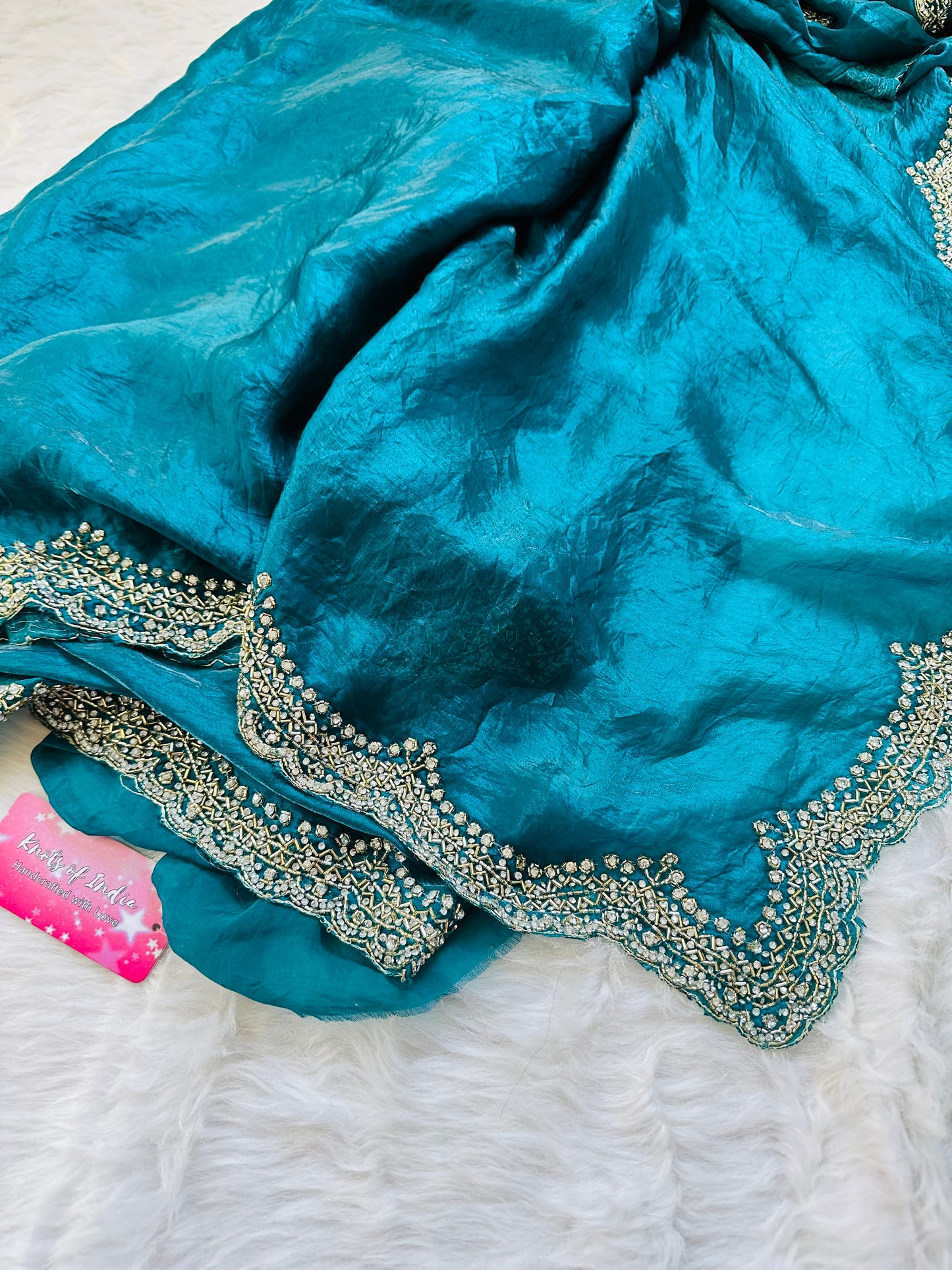 Heavy Border Designer Saree with Necklace Blouse