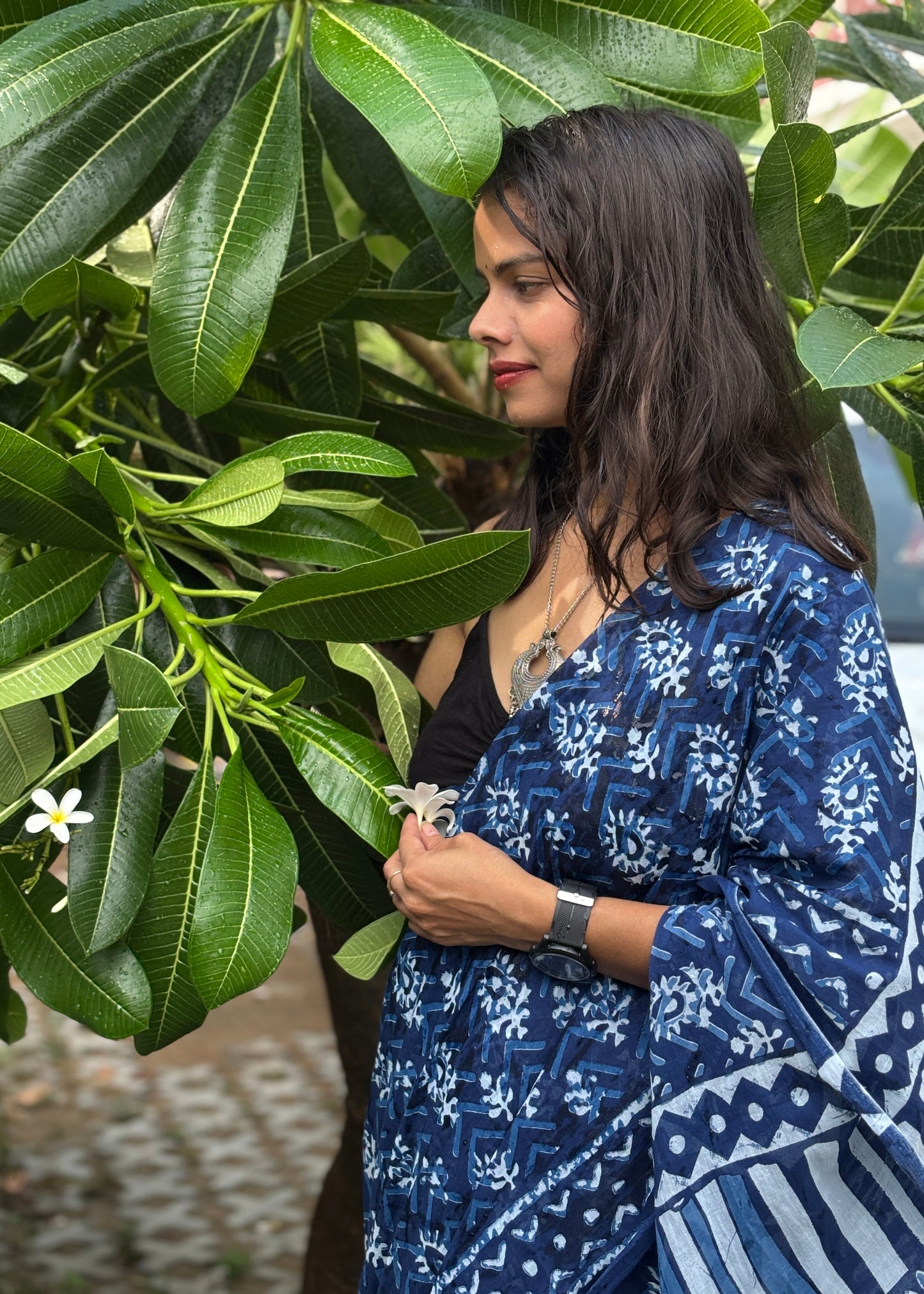 Barkha Indigo Mul Cotton Saree