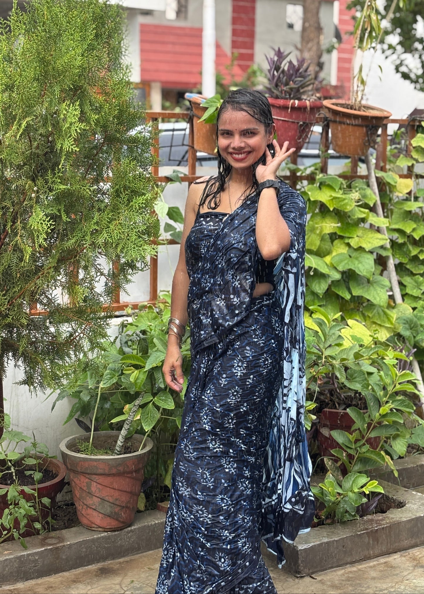 Barkha Indigo Mul Cotton Saree